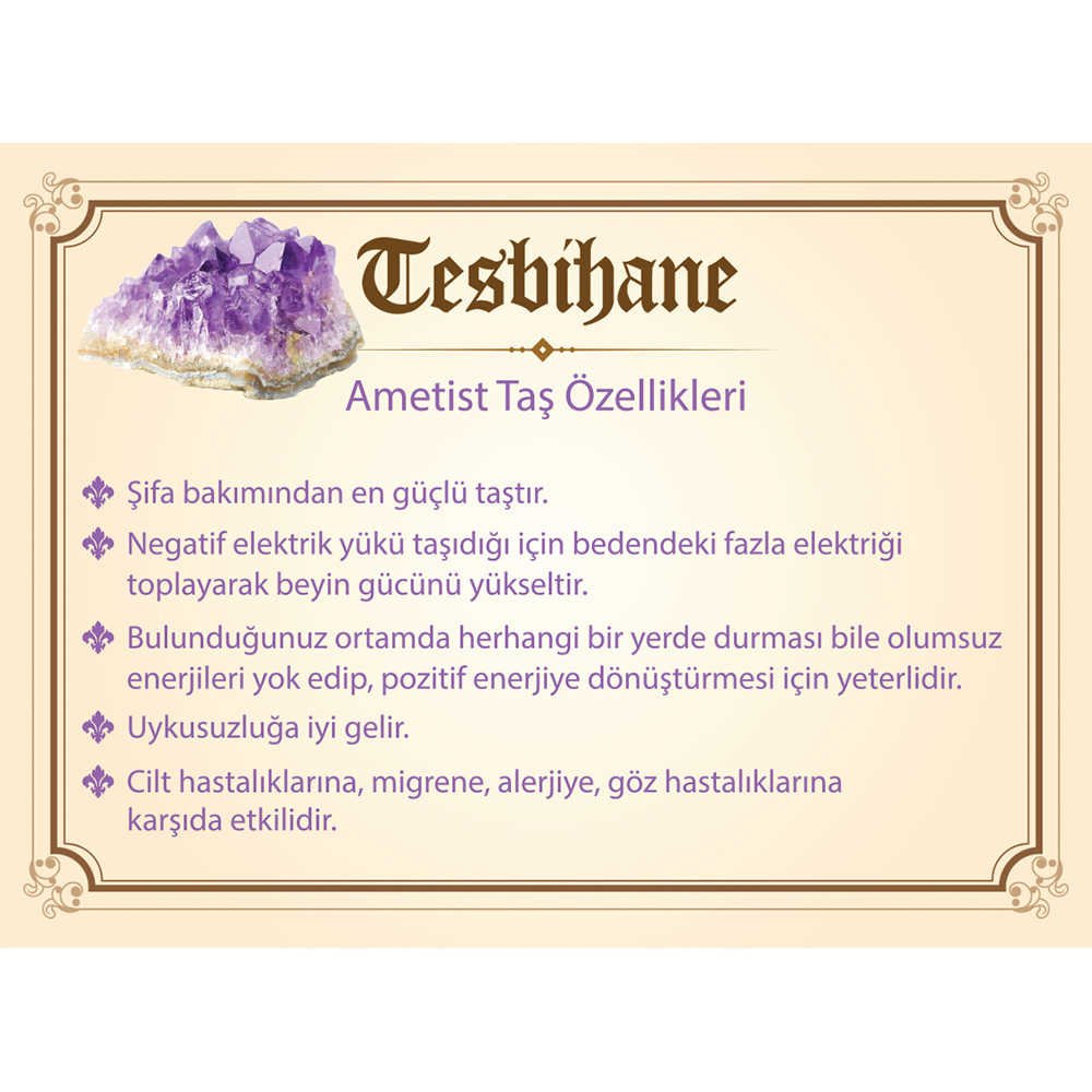 1000 Ayar Gümüş Kazaz Püsküllü Küre Kesim Ametist Doğaltaş Tesbih 1000 Ayar Gümüş Kazaz Püsküllü Küre Kesim Ametist Doğaltaş Tesbih