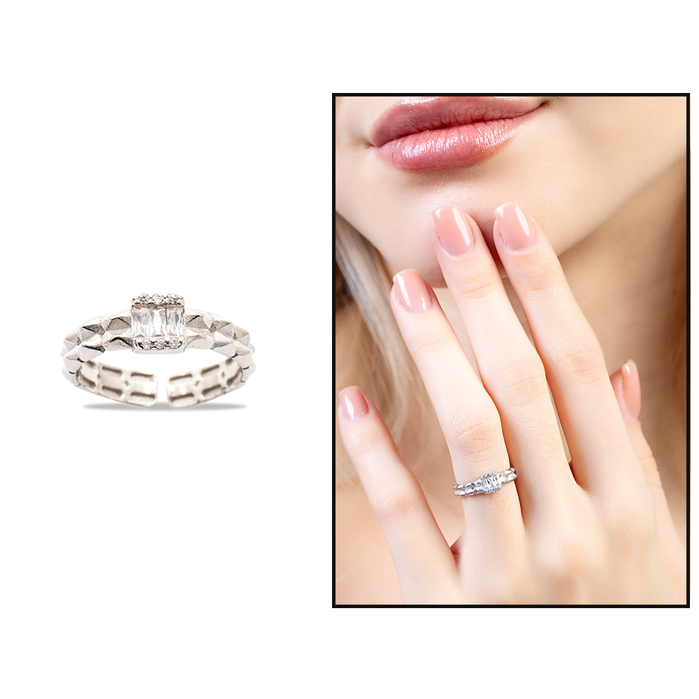Beyaz Zirkon Taşlı Çark Tasarım Silver Renk Free Size 925 Ayar Gümüş Kadın Yüzük Beyaz Zirkon Taşlı Çark Tasarım Silver Renk Free Size 925 Ayar Gümüş Kadın Yüzük