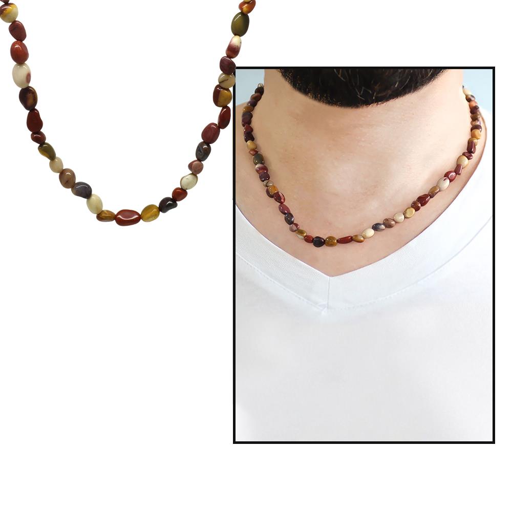 Nipora Silver Renk Metal Zincirli Amorf Jasper Doğaltaş Erkek Kolye Nipora Silver Renk Metal Zincirli Amorf Jasper Doğaltaş Erkek Kolye