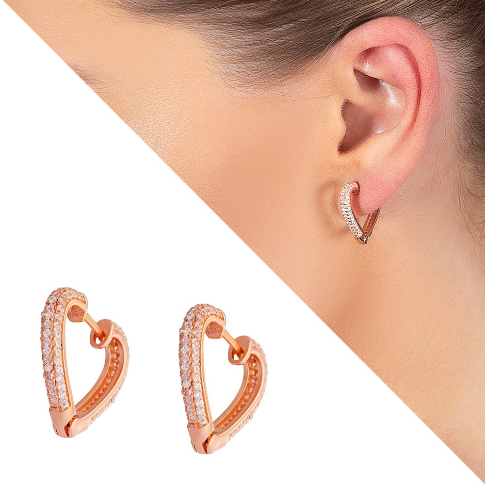 Nipora Starlight Diamond Zirkon Taşlı Kalp Tasarım Rose Renk 925 Ayar Gümüş Küpe Nipora Starlight Diamond Zirkon Taşlı Kalp Tasarım Rose Renk 925 Ayar Gümüş Küpe