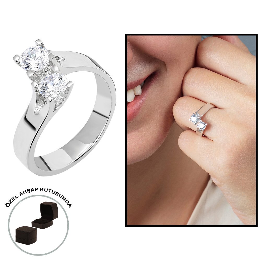 Starlight Diamond Pırlanta Montür Asimetrik 925 Ayar Gümüş Bayan Çifttaş Yüzük Starlight Diamond Pırlanta Montür Asimetrik 925 Ayar Gümüş Bayan Çifttaş Yüzük