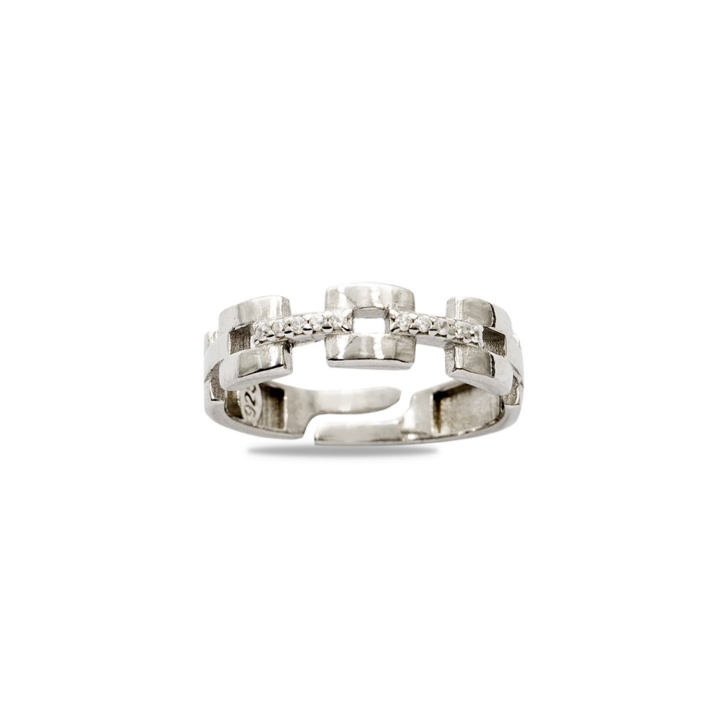 Zirkon Taşlı Kare Zincir Tasarım Silver Renk Free Size 925 Ayar Gümüş Kadın Yüzük Zirkon Taşlı Kare Zincir Tasarım Silver Renk Free Size 925 Ayar Gümüş Kadın Yüzük