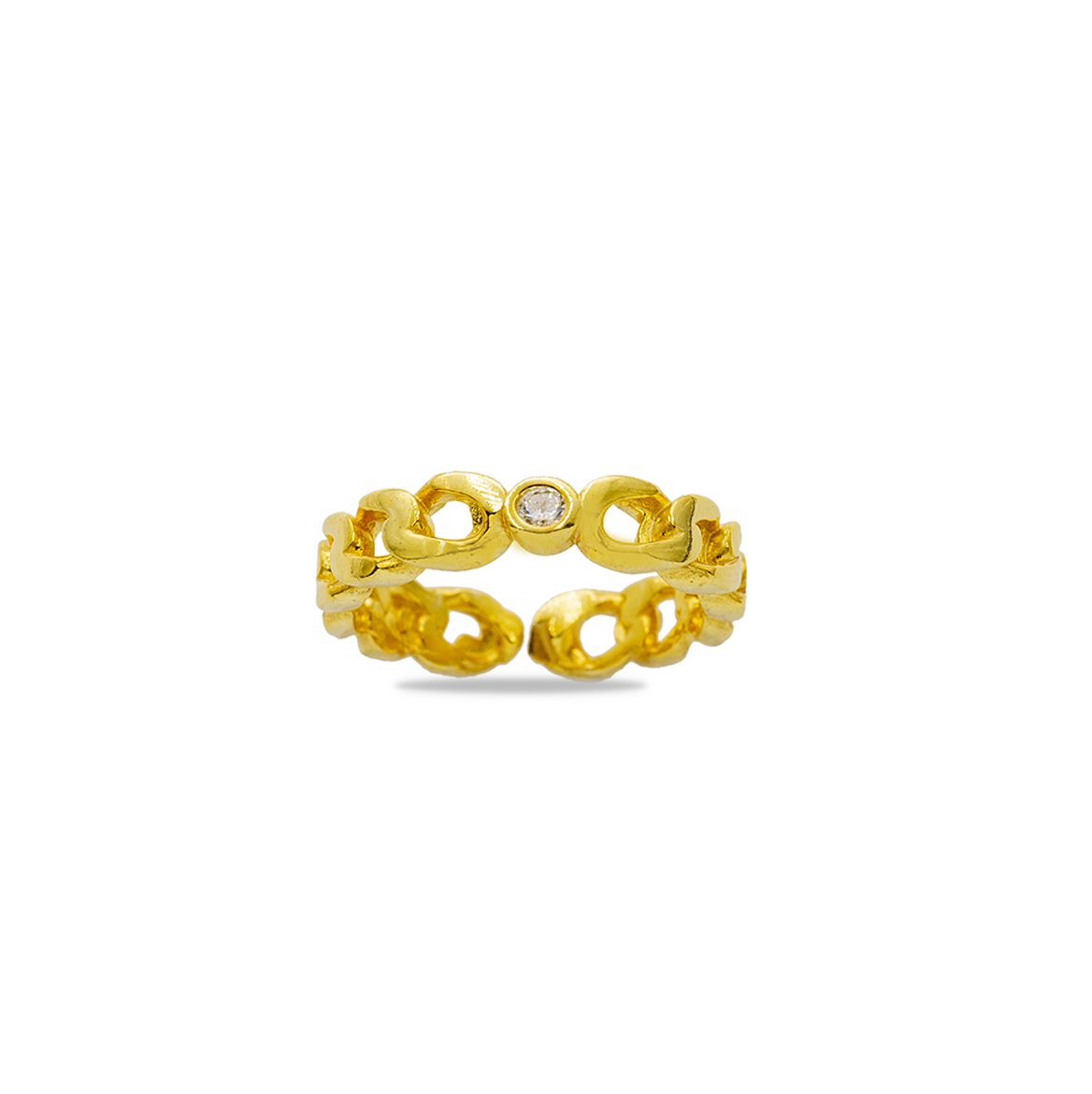 Zirkon Taşlı Zincir Tasarım Gold Renk Free Size 925 Ayar Gümüş Kadın Tektaş Yüzük Zirkon Taşlı Zincir Tasarım Gold Renk Free Size 925 Ayar Gümüş Kadın Tektaş Yüzük